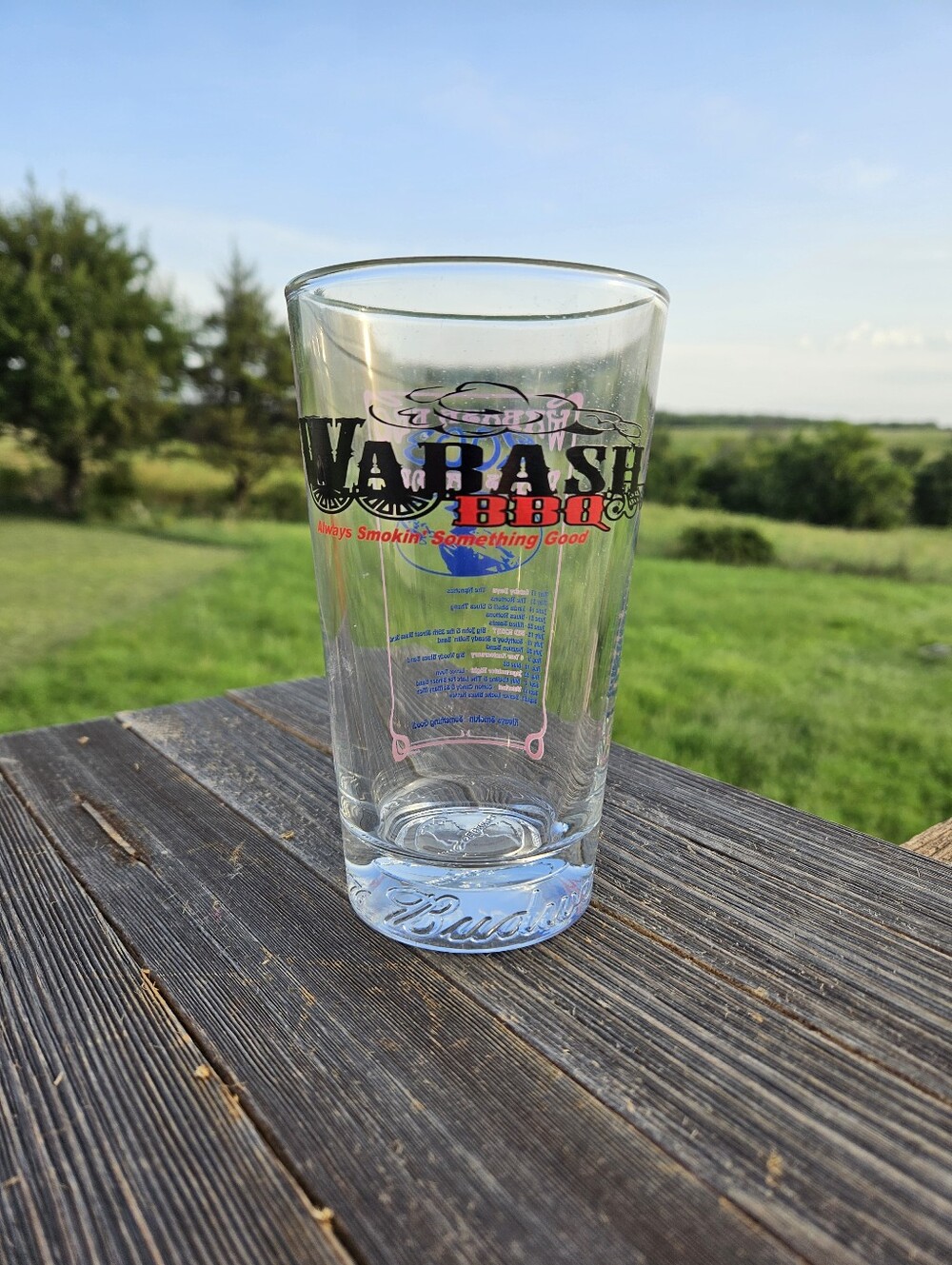 Budweiser Wabash BBQ Pint Glass Vintage Beer Barware Collectible